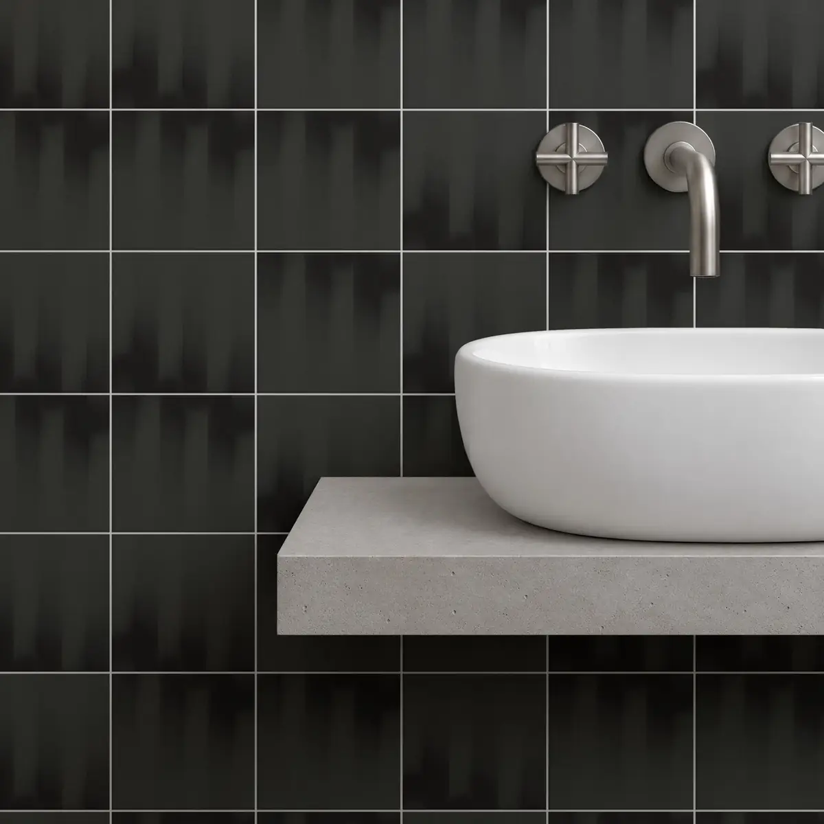 Baño alicatado con Azulejo Fumé 10x10 Gris Grafito Mate