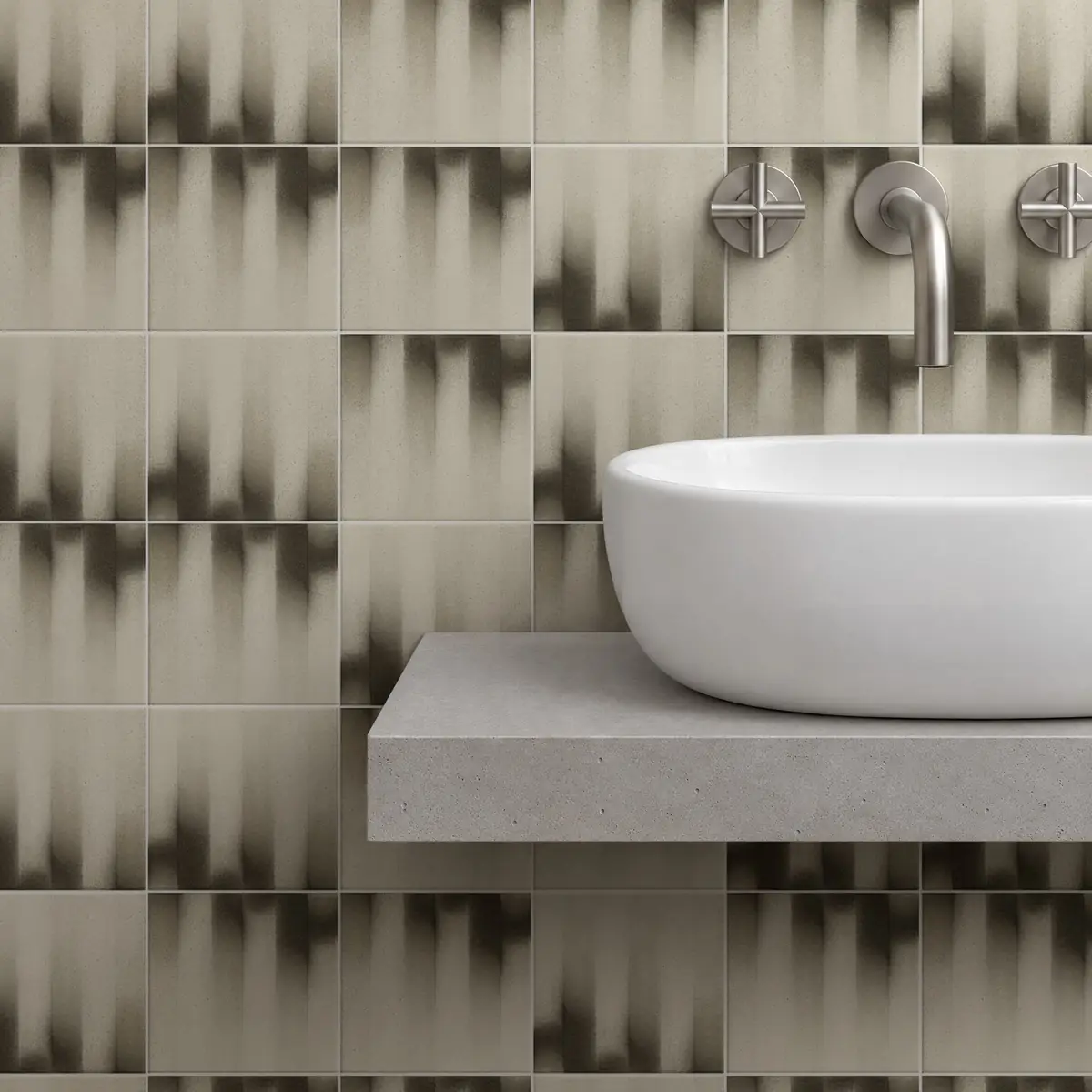 Baño alicatado con Azulejo Fumé 10x10 Hueso Mate