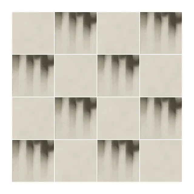 Ejemplo 3 de colocación: Azulejo Fumé 10x10 Hueso Mate alternado en damero con Azulejo 10x10 Liso Mate Color Hueso