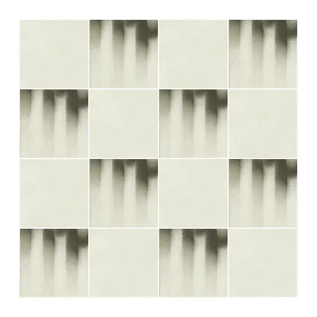 Ejemplo 3 de colocación: Azulejo Fumé 10x10 Mantequilla Mate alternado en damero con Azulejo 10x10 Liso Mate Color Mantequilla