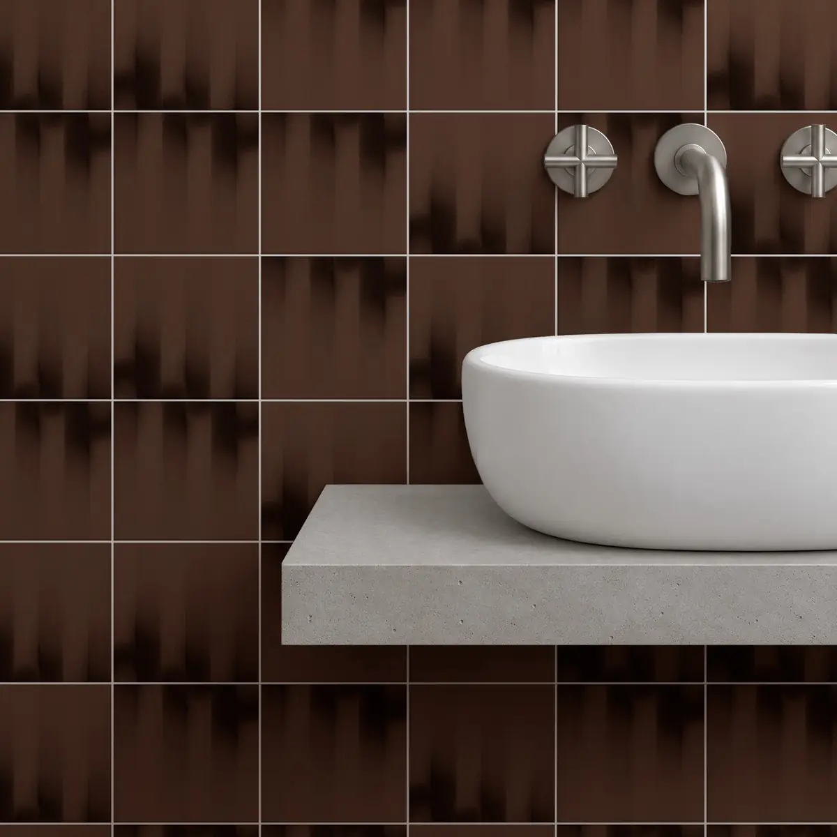 Baño alicatado con Azulejo Fumé 10x10 Marrón Brillo