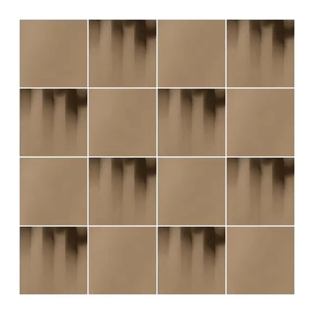 Ejemplo 3 de colocación: Azulejo Fumé 10x10 Marrón Champiñón Brillo alternado en damero con Azulejo 10x10 Liso Brillo Color Marrón Champiñón
