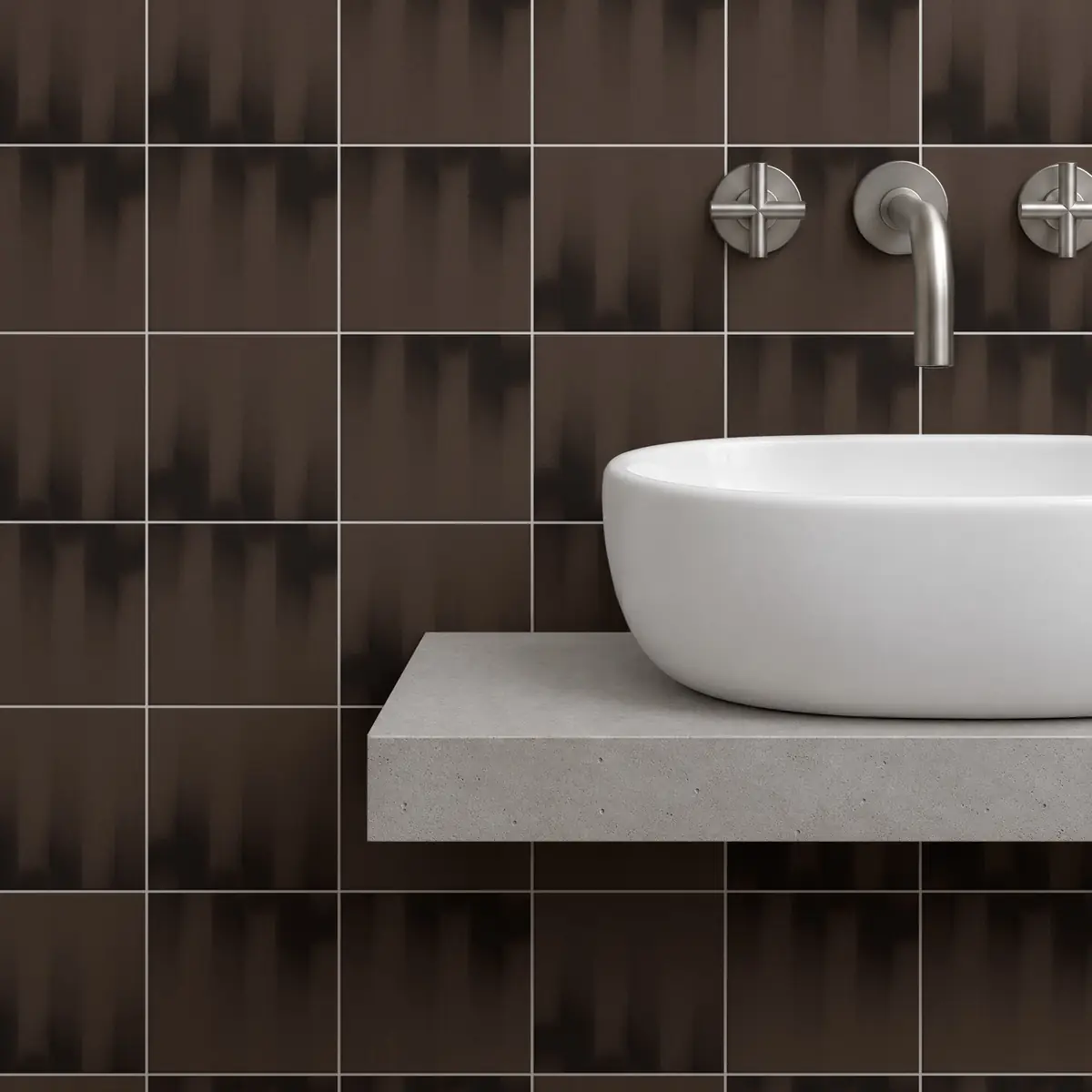 Baño alicatado con Azulejo Fumé 10x10 Marrón Chocolate Mate