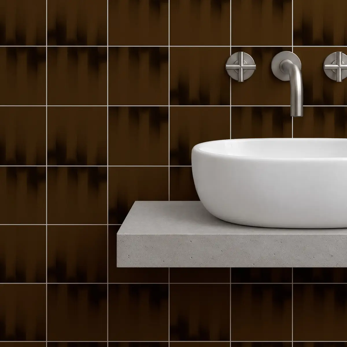 Baño alicatado con Azulejo Fumé 10x10 Marrón Mocca Brillo