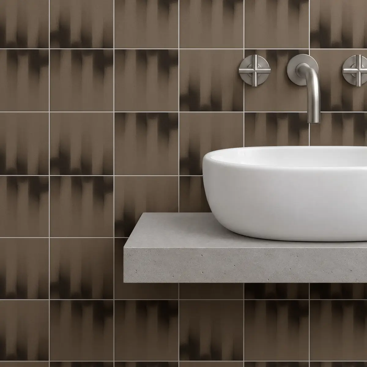 Baño alicatado con Azulejo Fumé 10x10 Marrón Piedra Mate