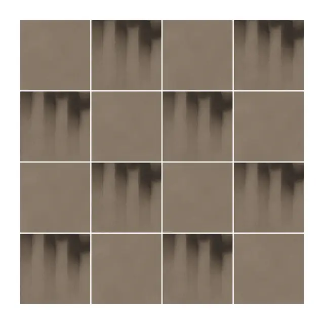 Ejemplo 3 de colocación: Azulejo Fumé 10x10 Marrón Piedra Mate alternado en damero con Azulejo 10x10 Liso Mate Color Marrón Piedra