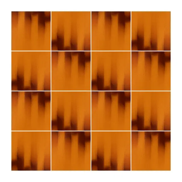 Ejemplo 2 de colocación de Azulejo Fumé 10x10 Naranja Brillo