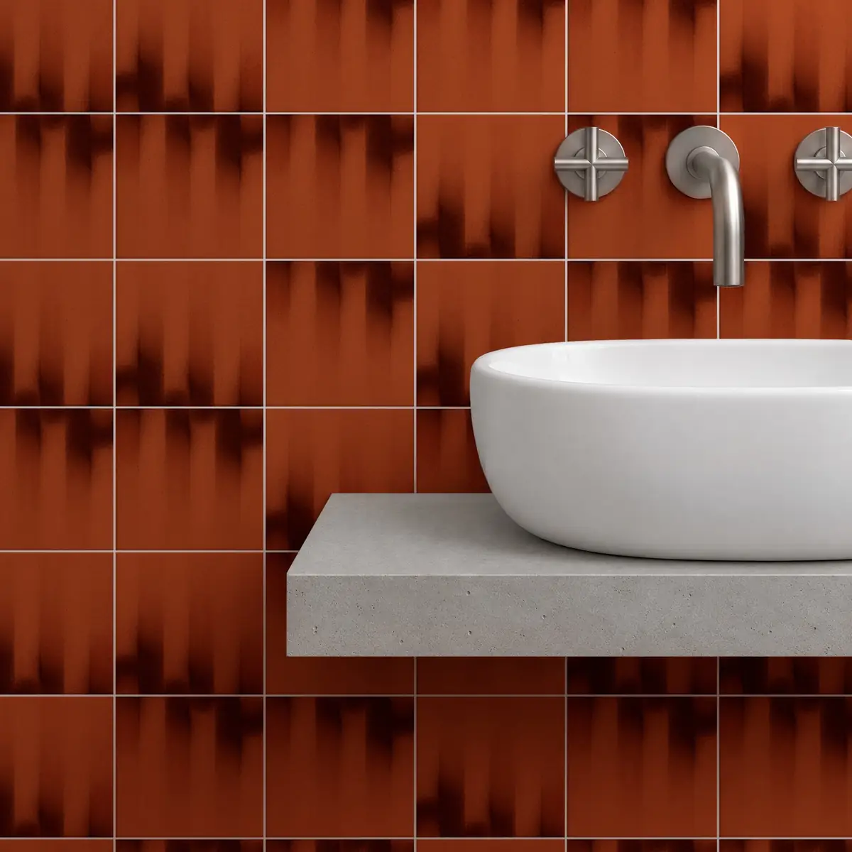 Baño alicatado con Azulejo Fumé 10x10 Naranja Oscuro Brillo