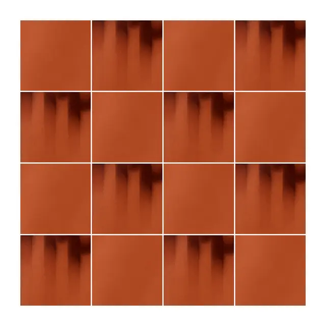 Ejemplo 3 de colocación: Azulejo Fumé 10x10 Naranja Oscuro Brillo alternado en damero con Azulejo 10x10 Liso Brillo Color Naranja Oscuro
