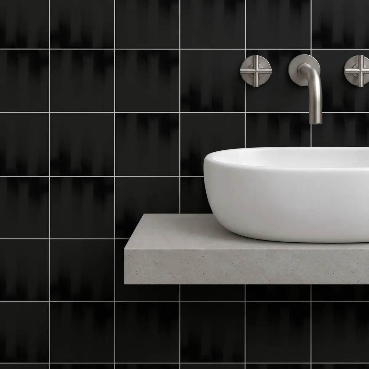 Baño alicatado con Azulejo Fumé 10x10 Negro Brillo