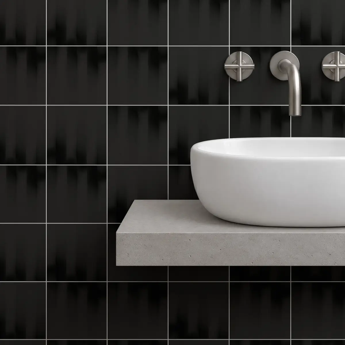 Baño alicatado con Azulejo Fumé 10x10 Negro Mate