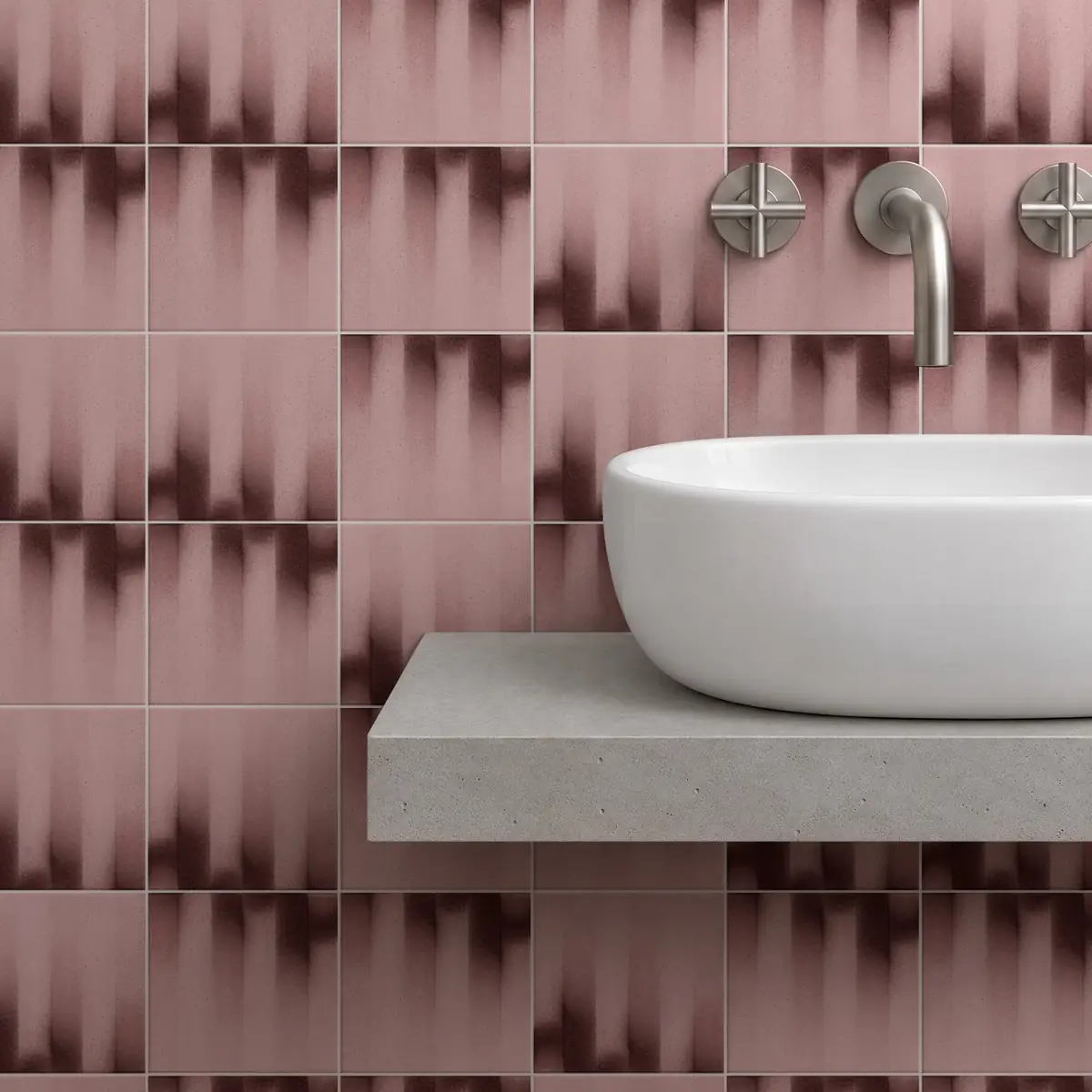Baño alicatado con Azulejo Fumé 10x10 Rosa Brillo