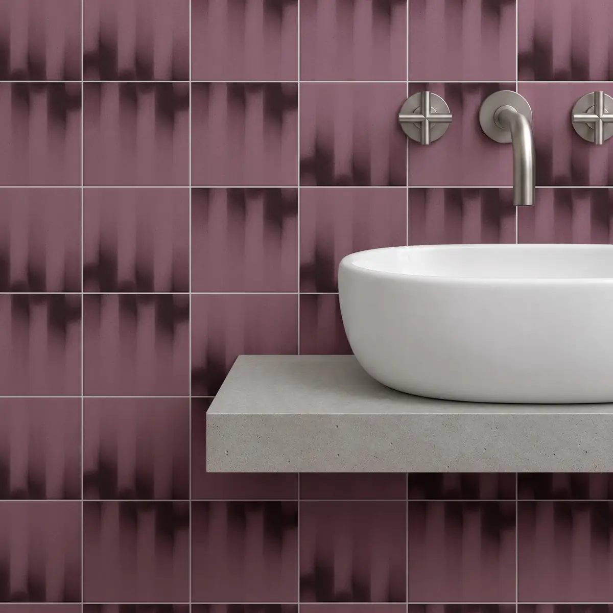 Baño alicatado con Azulejo Fumé 10x10 Rosa Malva Mate