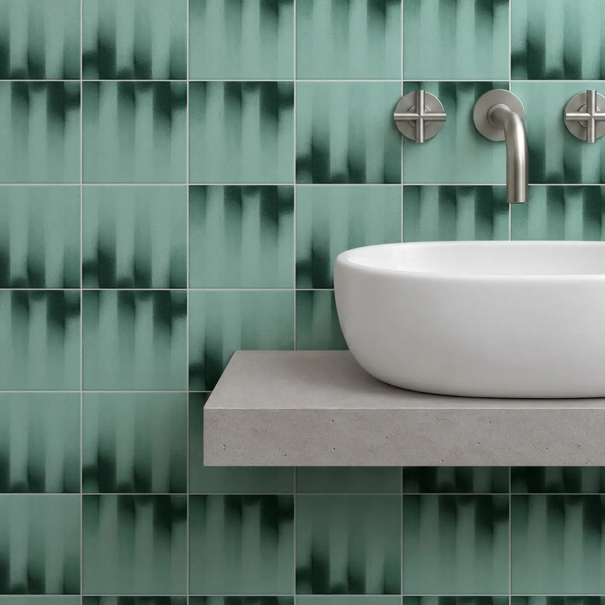 Baño alicatado con Azulejo Fumé 10x10 Verde Agua Brillo