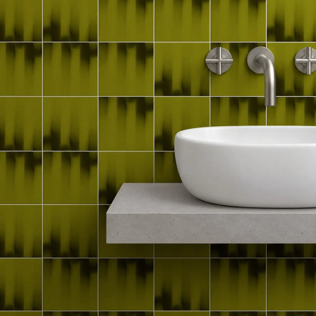 Baño alicatado con Azulejo Fumé 10x10 Verde Aguacate Brillo