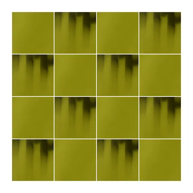 Ejemplo 3 de colocación: Azulejo Fumé 10x10 Verde Aguacate Brillo alternado en damero con Azulejo 10x10 Liso Brillo Color Verde Aguacate