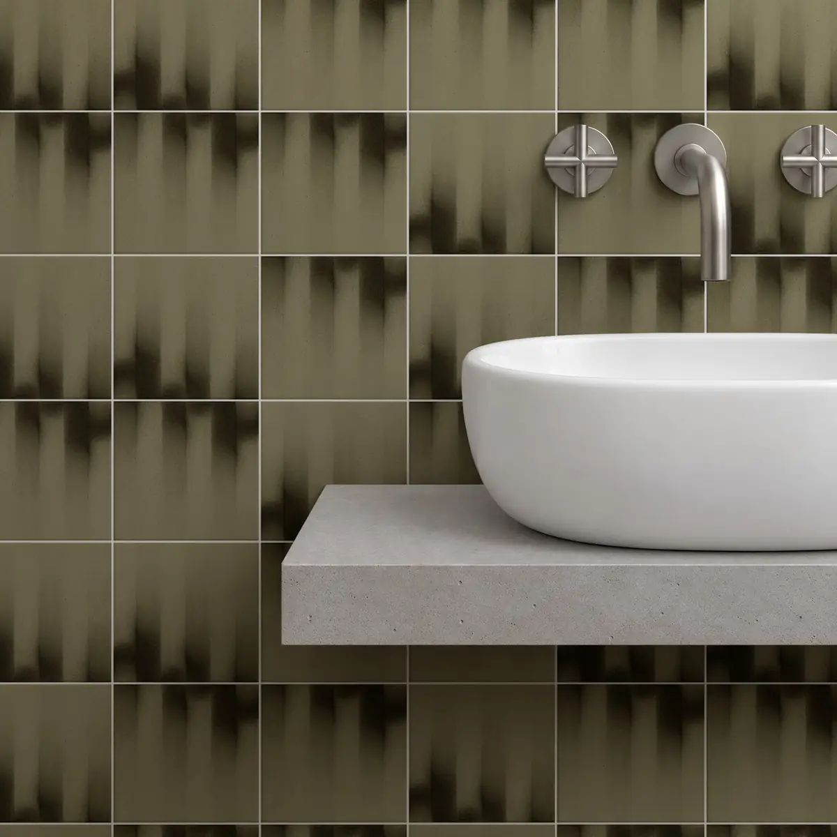 Baño alicatado con Azulejo Fumé 10x10 Verde Brillo