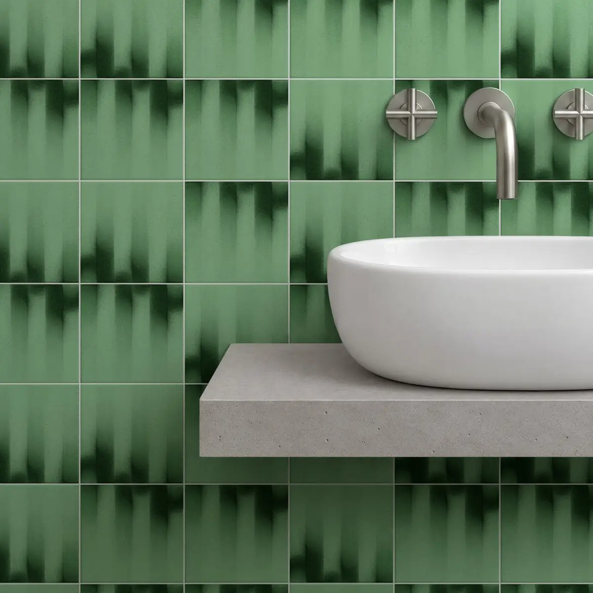 Baño alicatado con Azulejo Fumé 10x10 Verde Claro Brillo