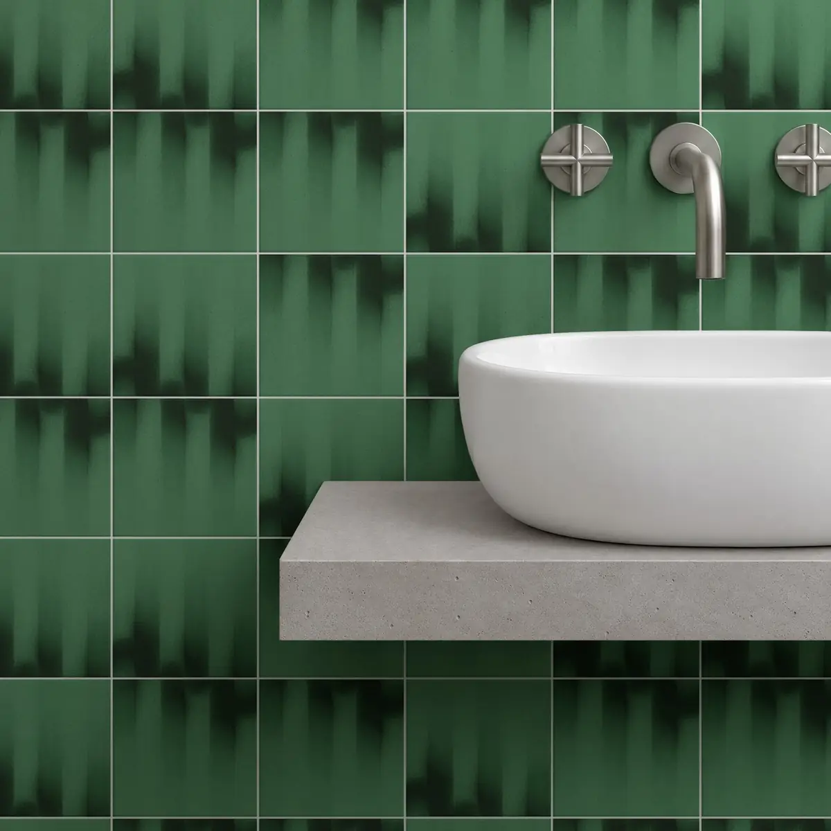 Baño alicatado con Azulejo Fumé 10x10 Verde Mate