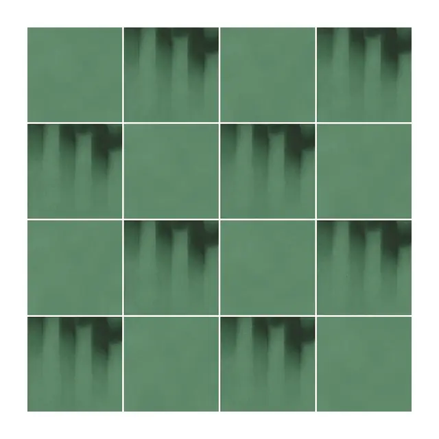 Ejemplo 3 de colocación: Azulejo Fumé 10x10 Verde Mate alternado en damero con Azulejo 10x10 Liso Mate Color Verde