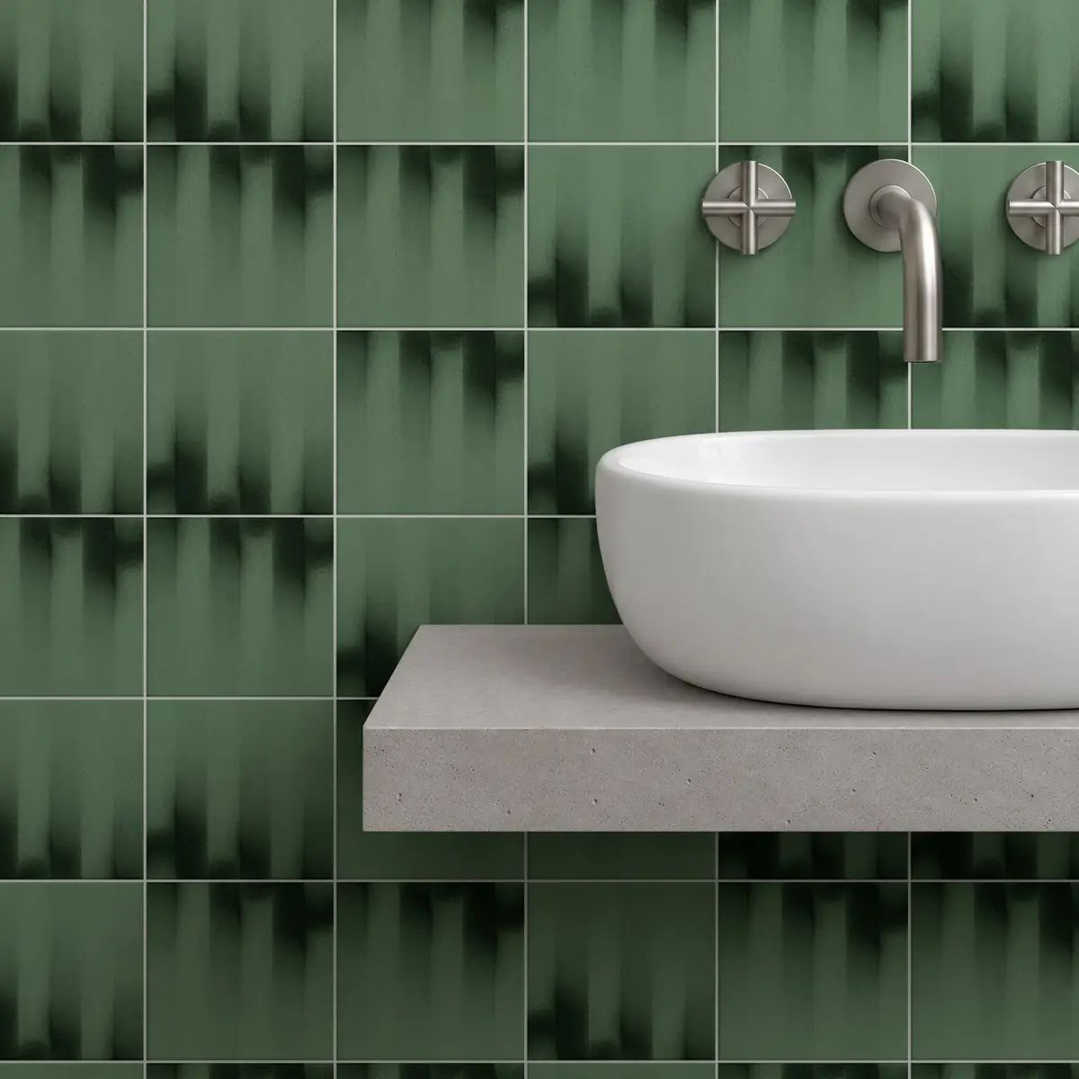 Baño alicatado con Azulejo Fumé 10x10 Verde Oscuro Brillo
