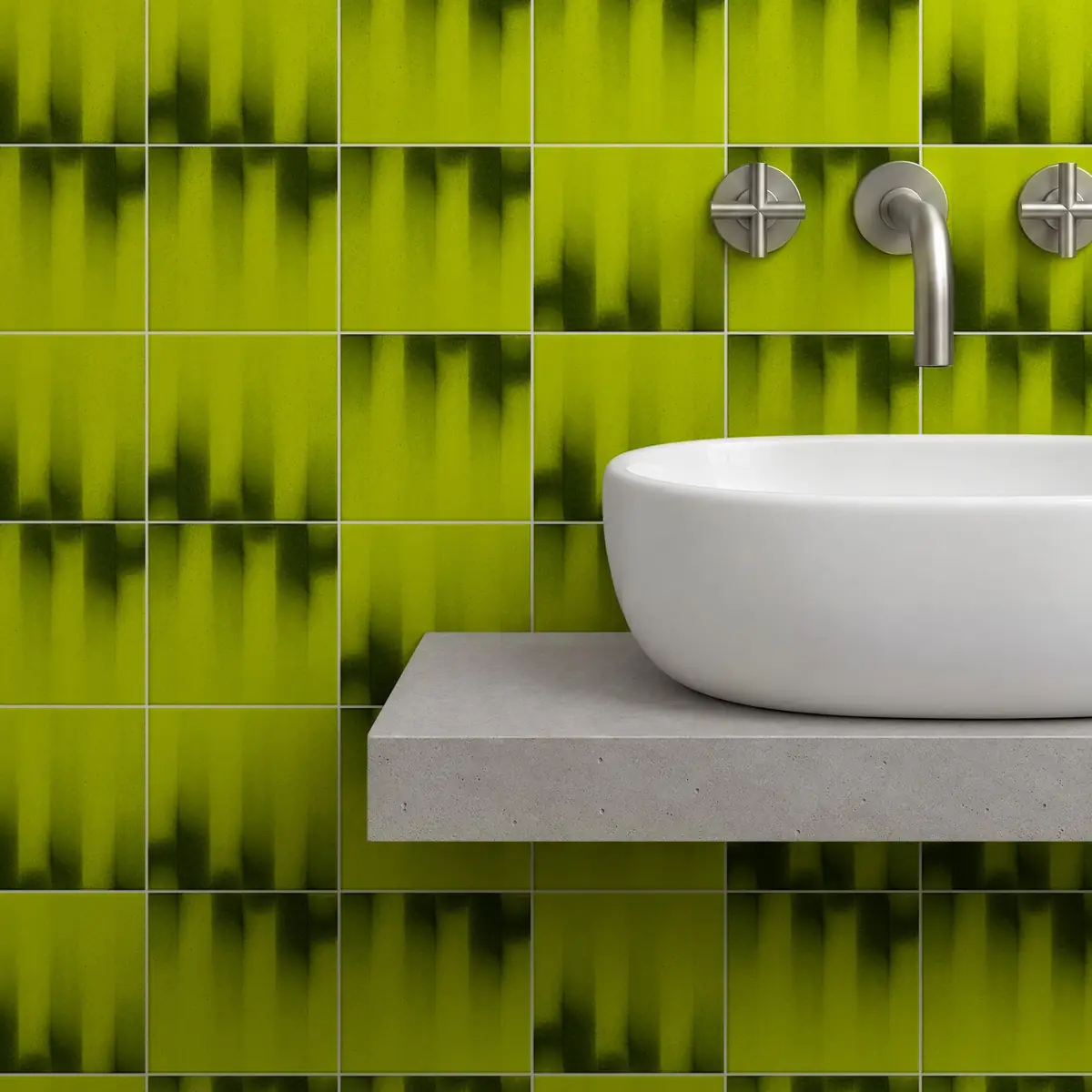 Baño alicatado con Azulejo Fumé 10x10 Verde Pistacho Brillo