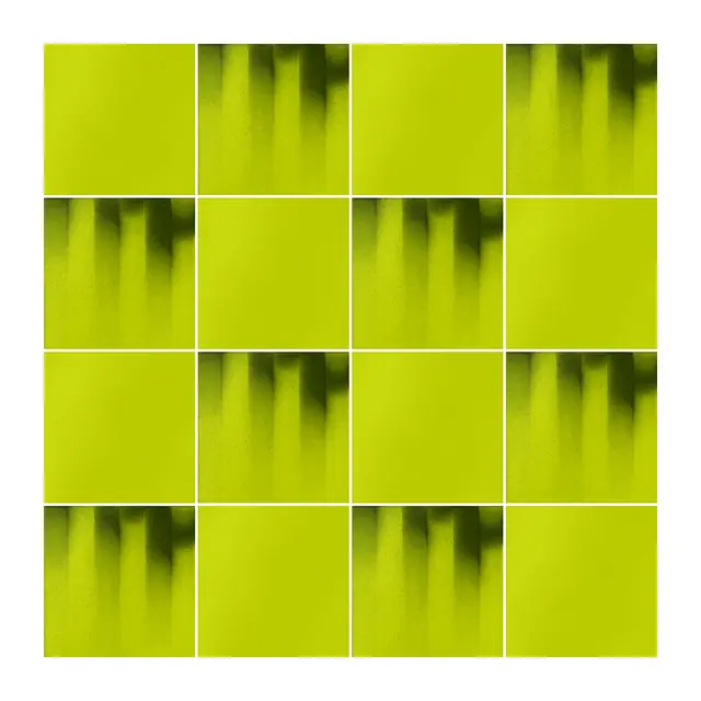 Ejemplo 3 de colocación: Azulejo Fumé 10x10 Verde Pistacho Brillo alternado en damero con Azulejo 10x10 Liso Brillo Color Verde Pistacho