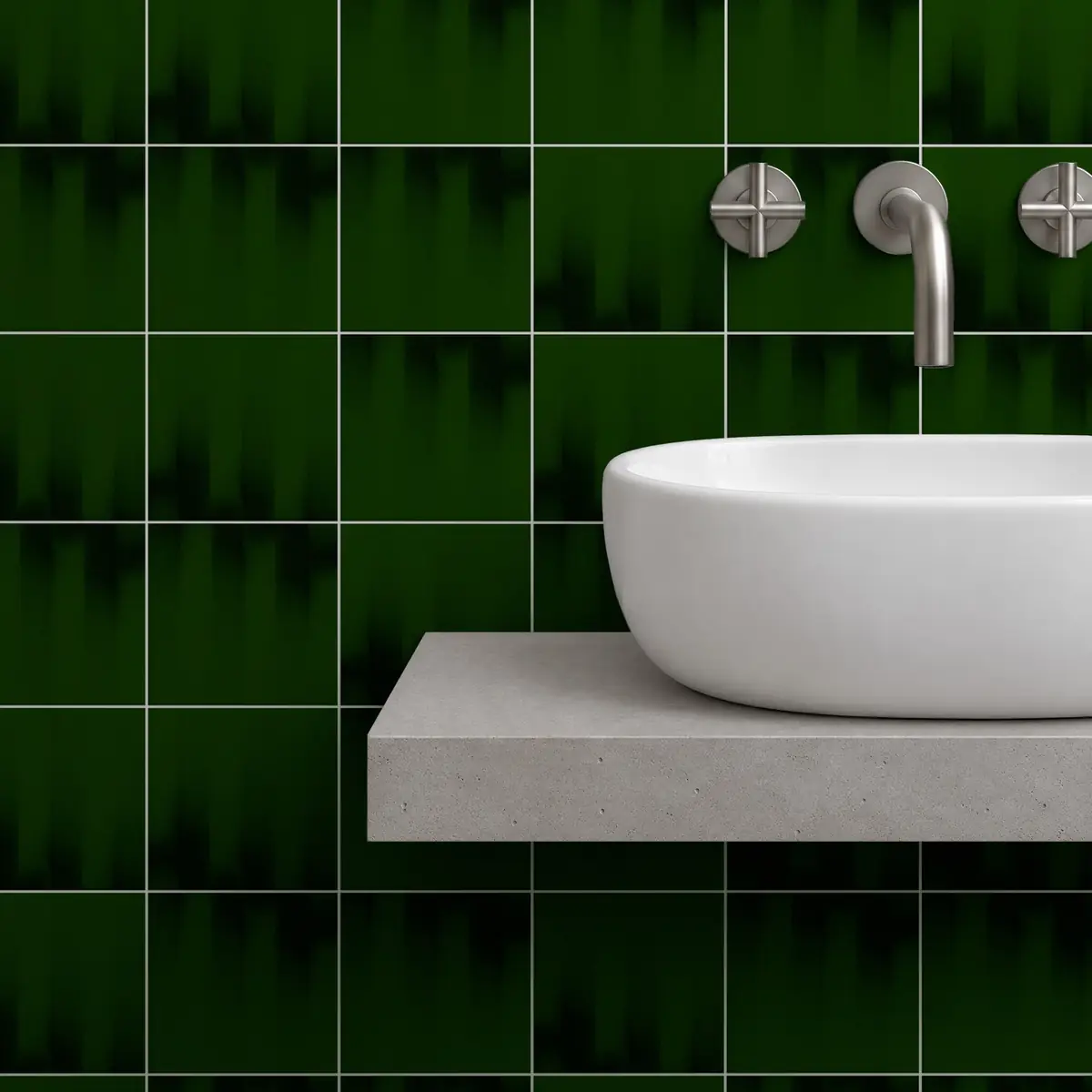 Baño alicatado con Azulejo Fumé 10x10 Verde Victoriano Brillo