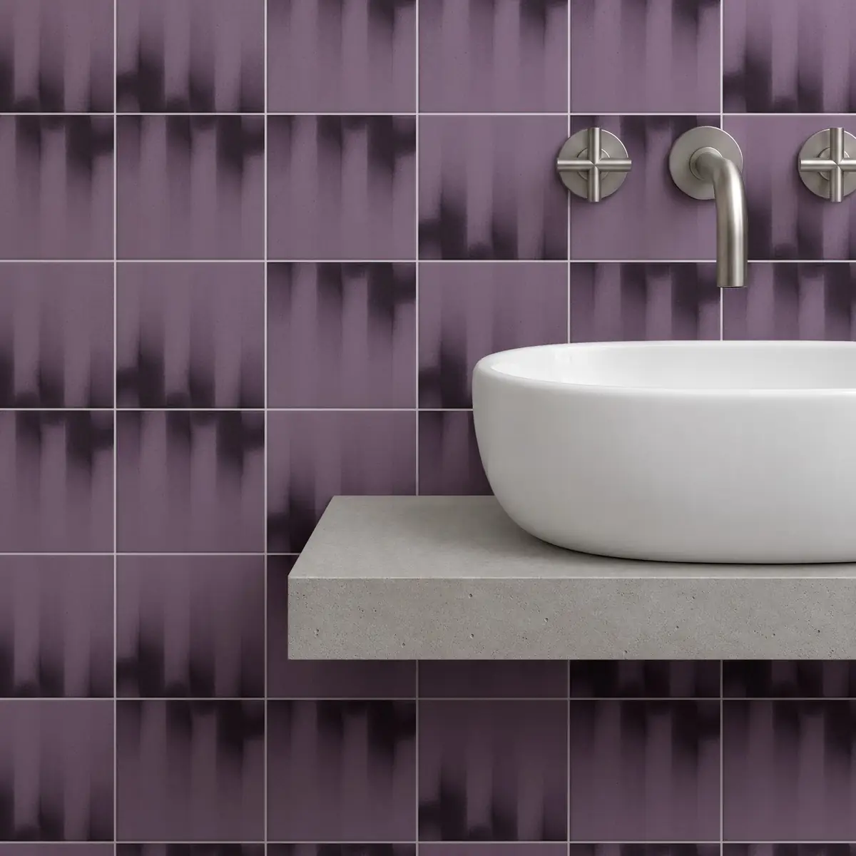 Baño alicatado con Azulejo Fumé 10x10 Violeta Mate
