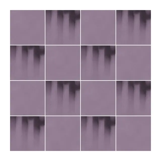 Ejemplo 3 de colocación: Azulejo Fumé 10x10 Violeta Mate alternado en damero con Azulejo 10x10 Liso Mate Color Violeta
