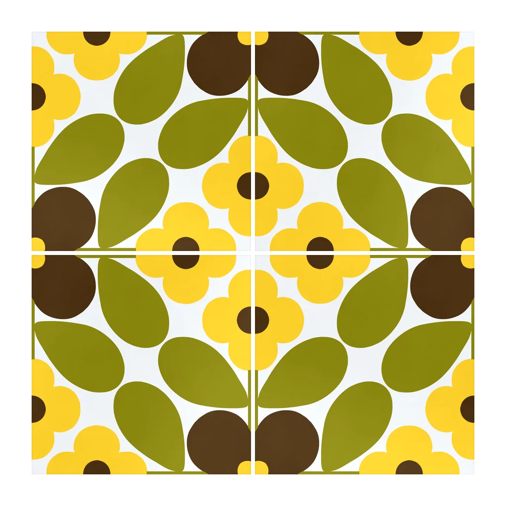 Azulejo Sixties Blanco Brillo 10x10 Amarillo Girasol