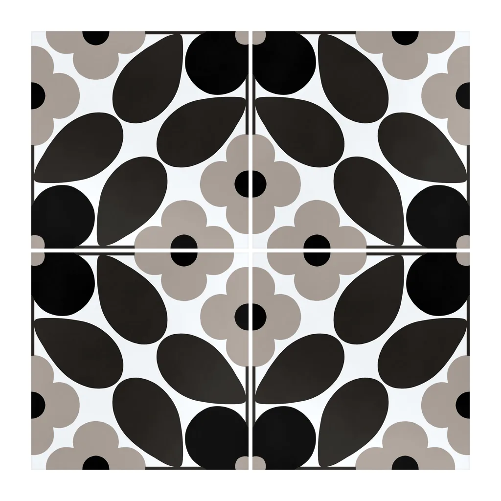 Azulejo Sixties Blanco Brillo 10x10 Negro