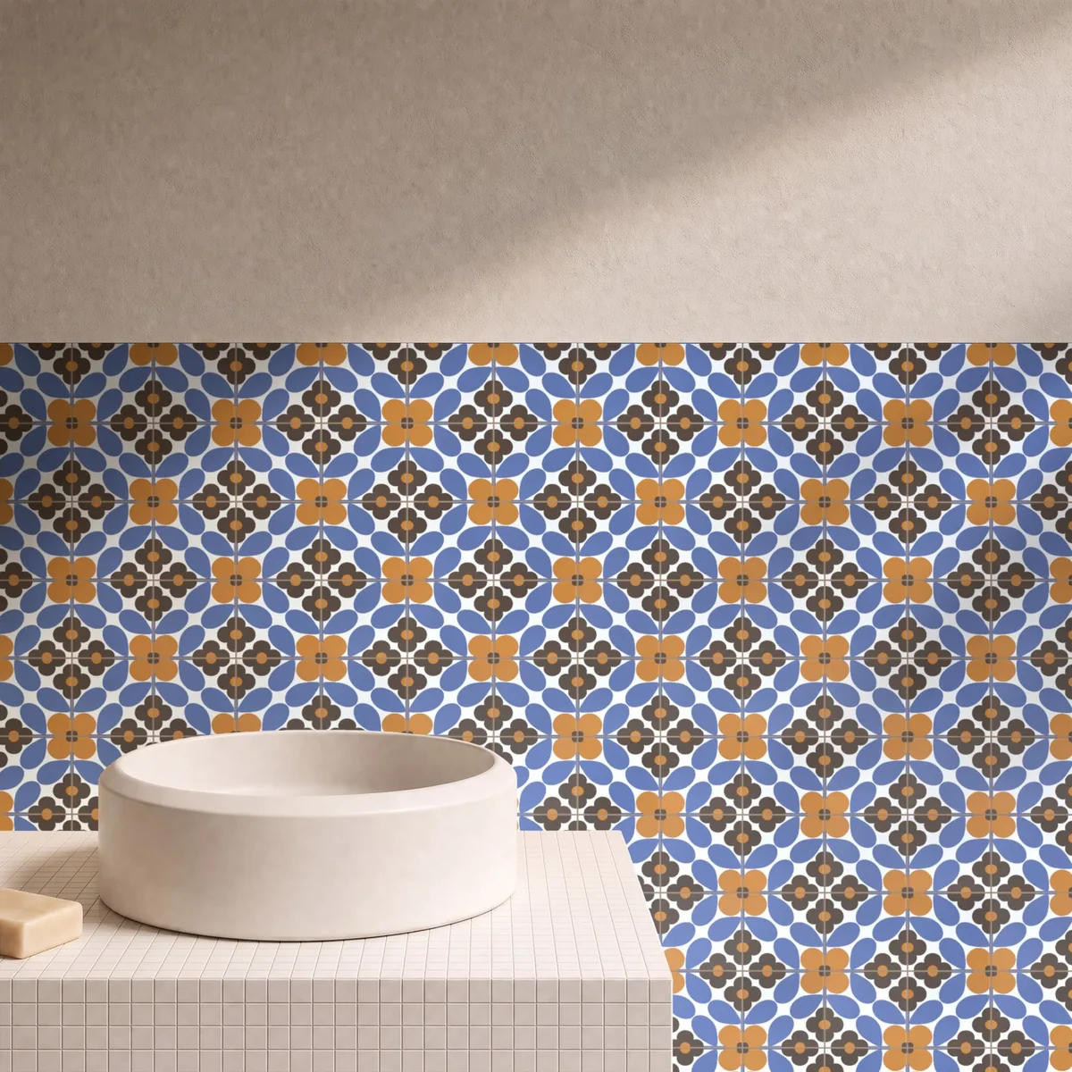 Otro ambiente con Azulejo Sixties Blanco Brillo 10x10 Azul Océano