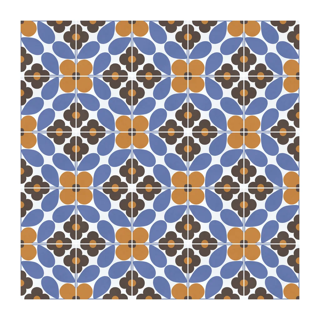 Pared revestida con Azulejo Sixties Blanco Brillo 10x10 Azul Océano