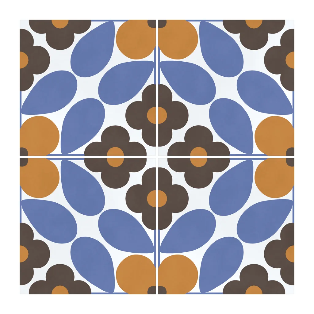 Azulejo Sixties Blanco Brillo 10x10 Azul Océano