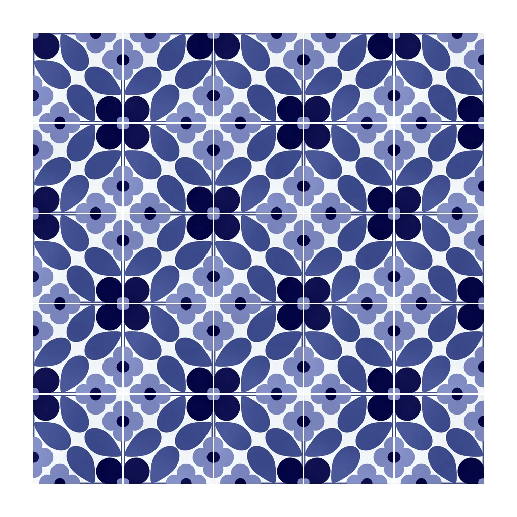 Pared revestida con Azulejo Sixties Blanco Brillo 10x10 Azul Noche