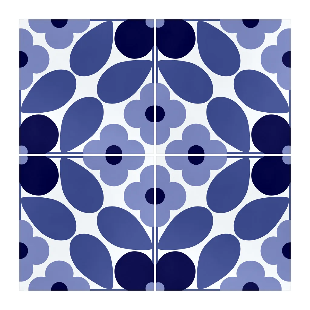 Azulejo Sixties Blanco Brillo 10x10 Azul Noche