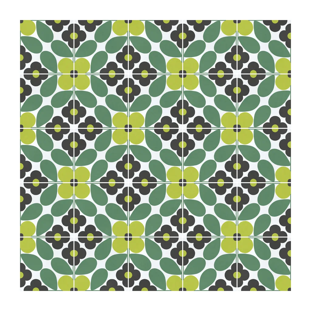 Pared revestida con Azulejo Sixties Blanco Brillo 10x10 Verde Bosque