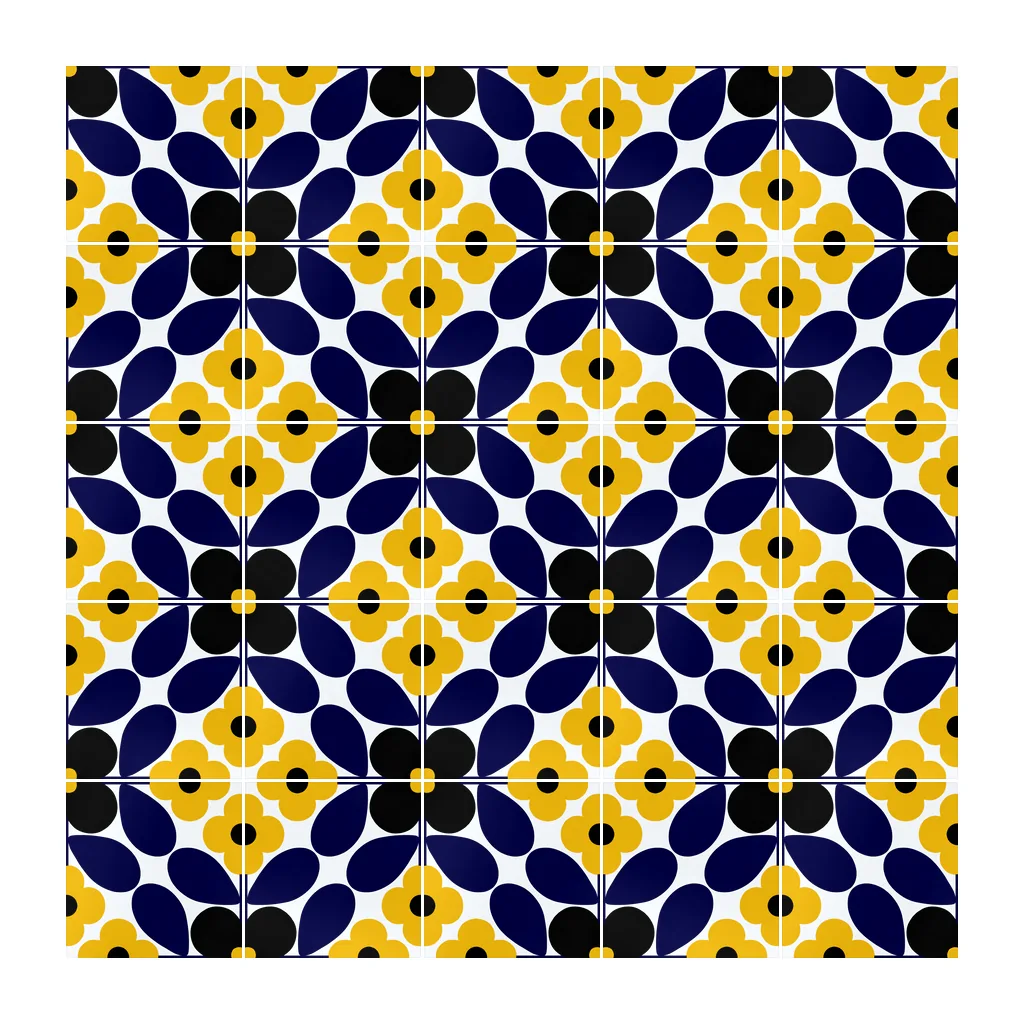 Pared revestida con Azulejo Sixties Blanco Brillo 10x10 Azul Índigo