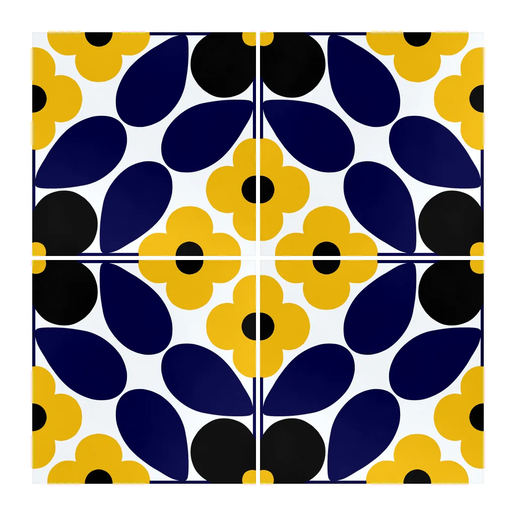 Azulejo Sixties Blanco Brillo 10x10 Azul Índigo