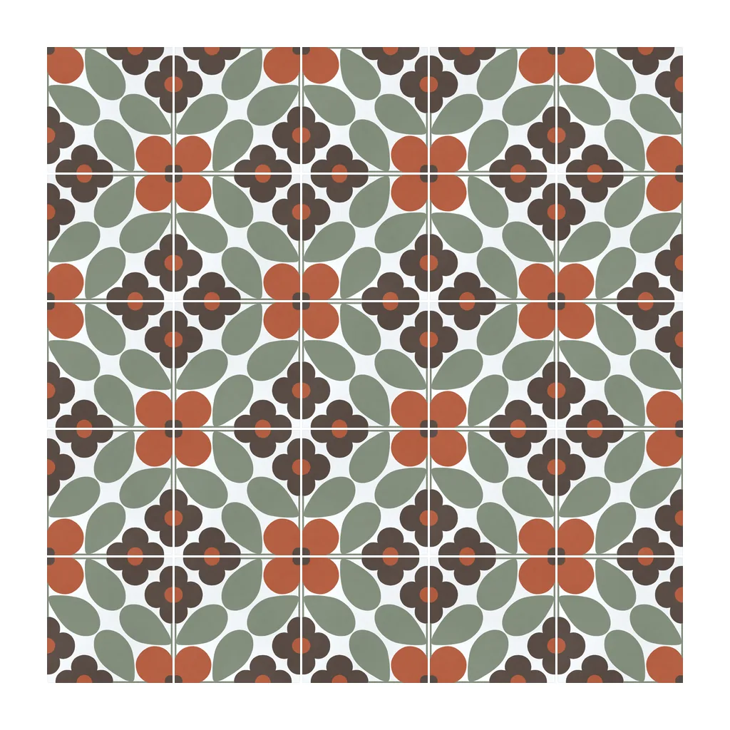 Pared revestida con Azulejo Sixties Blanco Brillo 10x10 Verde Caqui