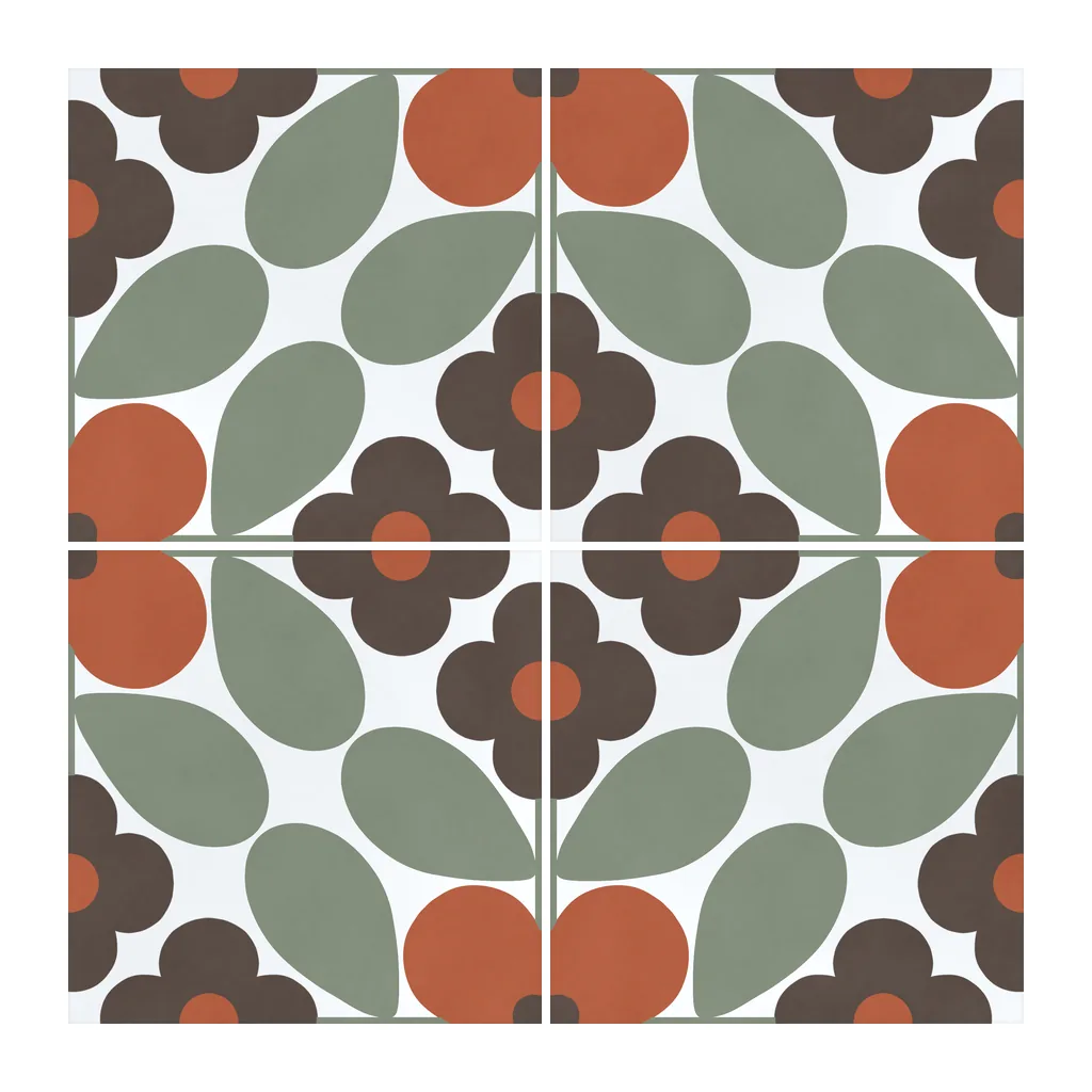 Azulejo Sixties Blanco Brillo 10x10 Verde Caqui