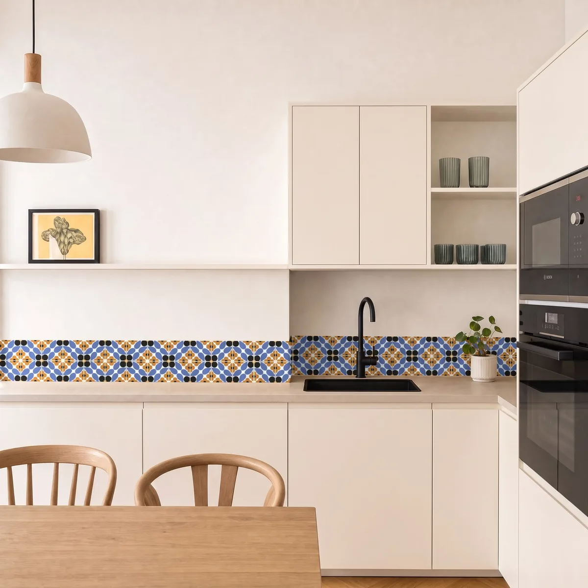 Ambiente con Azulejo Sixties Blanco Mate 10x10 Duna