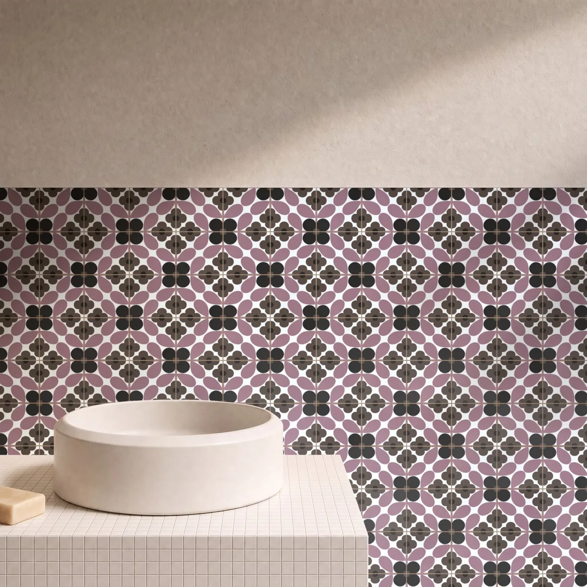 Otro ambiente con Azulejo Sixties Blanco Brillo 10x10 Malva