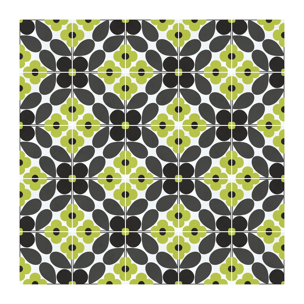Pared revestida con Azulejo Sixties Blanco Brillo 10x10 Verde Kiwi