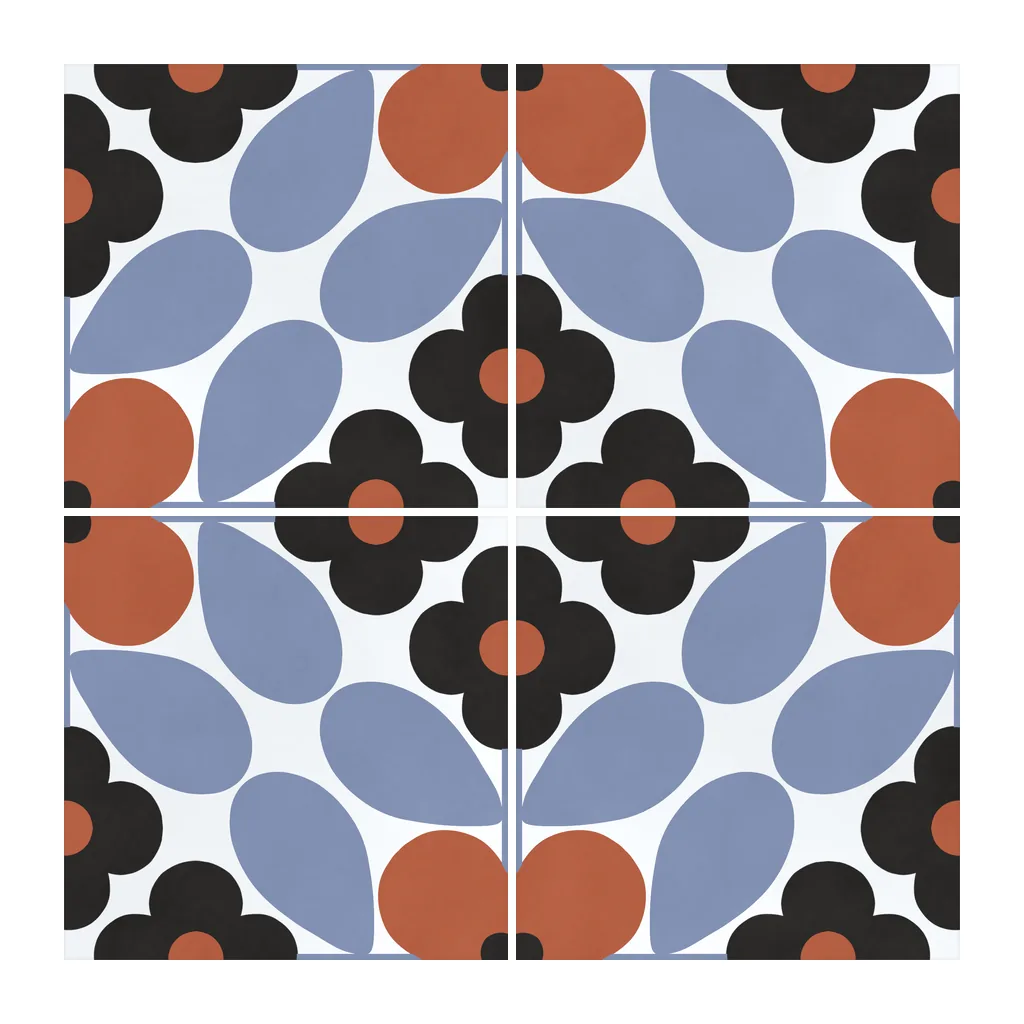 Azulejo Sixties Blanco Brillo 10x10 Azul Cielo