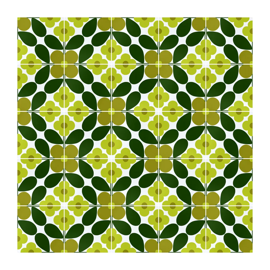 Pared revestida con Azulejo Sixties Blanco Brillo 10x10 Verde Selva