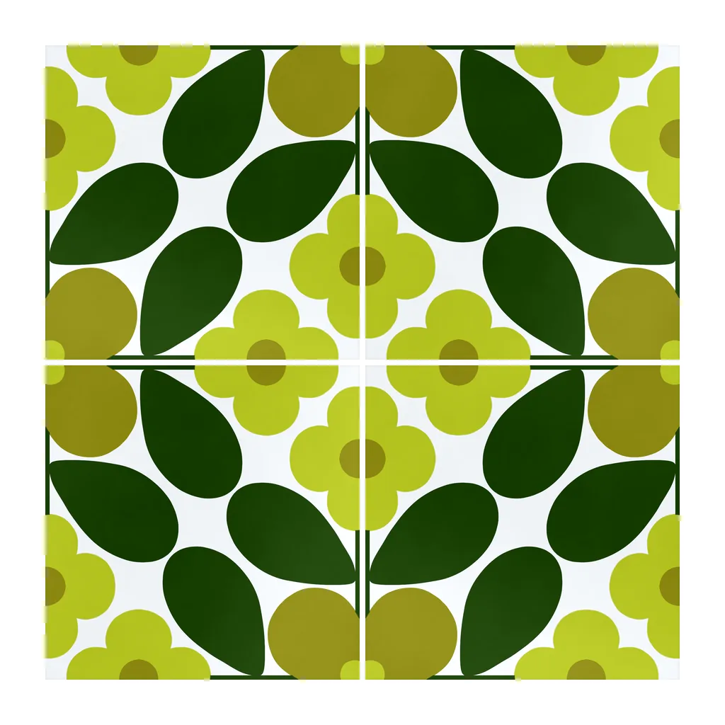 Azulejo Sixties Blanco Brillo 10x10 Verde Selva