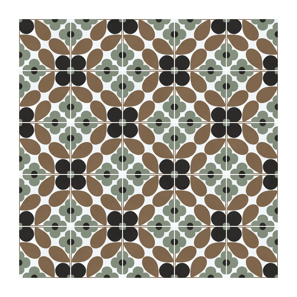 Pared revestida con Azulejo Sixties Blanco Mate 10x10 Verde Salvia