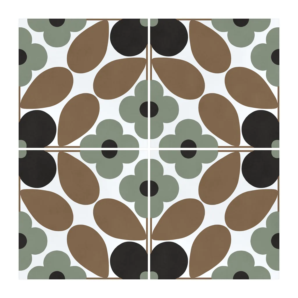 Azulejo Sixties Blanco Brillo 10x10 Verde Salvia